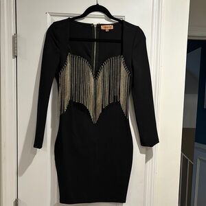 Black Bodycon Dress with  Embellishments